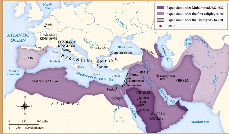 Η εμφάνιση και η εξάπλωση των Αράβων 622-732 μΧ